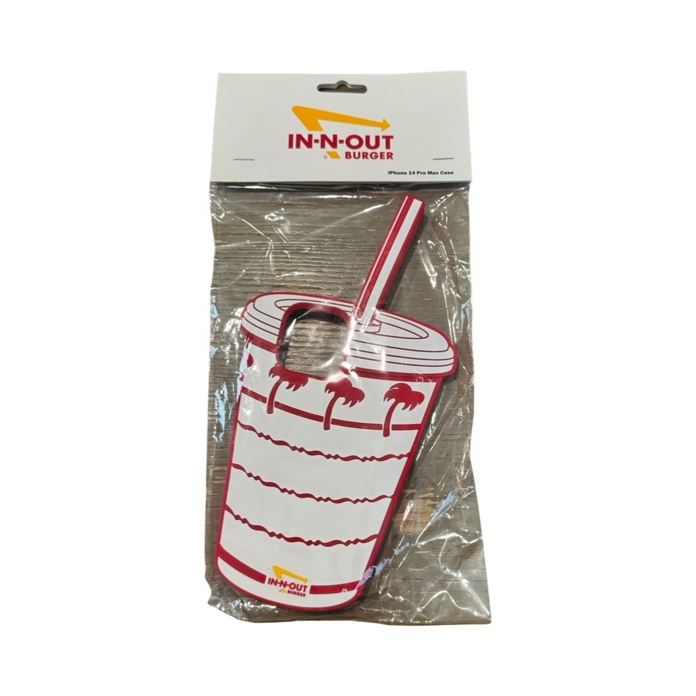 In-N-Out Burger iPhone 14 Pro Max Case Red White Soda Cup Silicone Novelty New